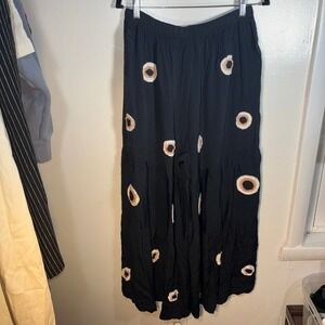 Vintage Art To Wear Sterling Styles Wide Leg Palazzo Pants Sz XL Black Polka Dot